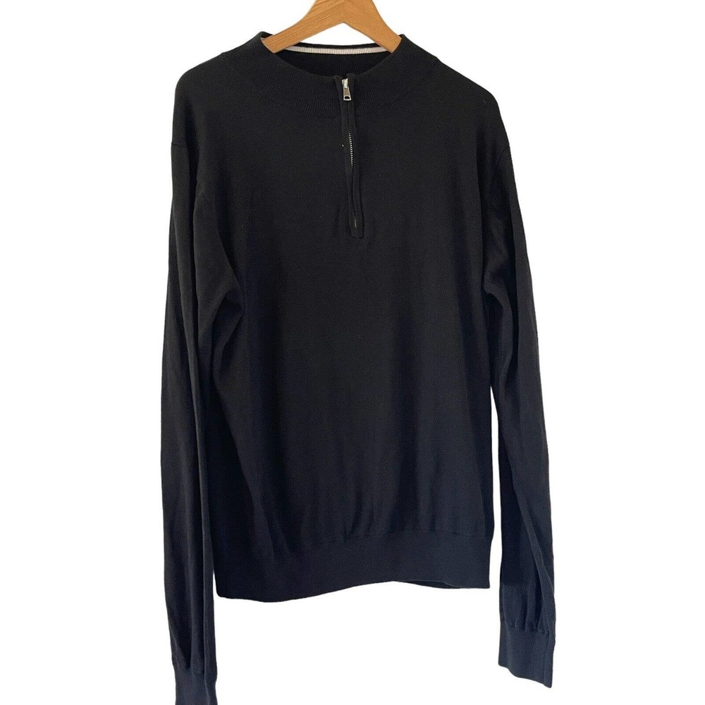 GRAHAM LUXE Jet Black 1/4 Zip Long Sleeve Pullover Sweater Men’s Size XL